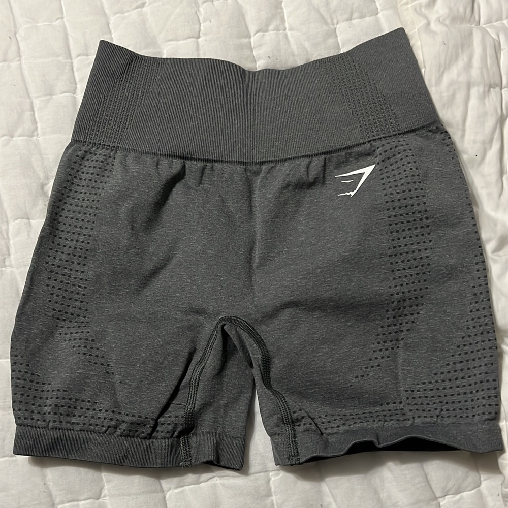 Gym shark spandex shorts, size small, gray
